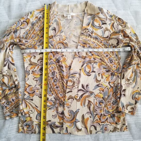 Coldwater Creek Paisley Floral Print Wool Blend Cardigan Size 6-8 - Picture 4 of 6